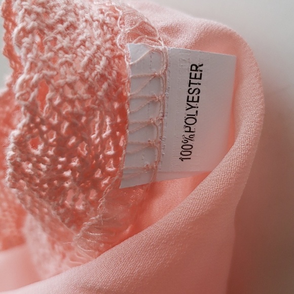 Peach Chiffon and Lace Trimmed Boho Oversized Pullover SwimSuit Cover Up OSFM - Picture 10 of 11